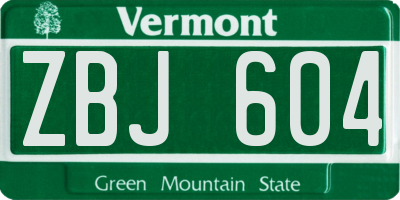 VT license plate ZBJ604