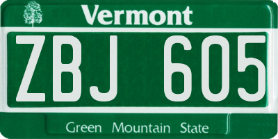 VT license plate ZBJ605