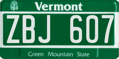 VT license plate ZBJ607