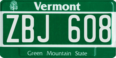 VT license plate ZBJ608