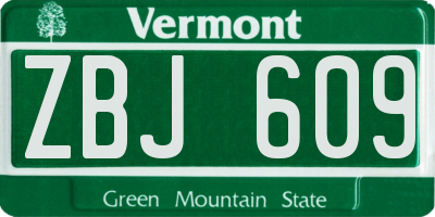 VT license plate ZBJ609