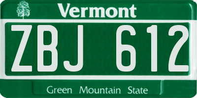 VT license plate ZBJ612