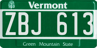 VT license plate ZBJ613