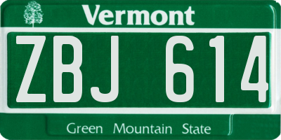 VT license plate ZBJ614