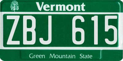 VT license plate ZBJ615