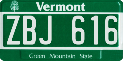 VT license plate ZBJ616
