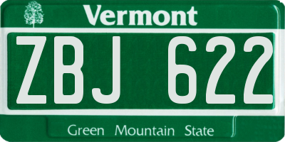 VT license plate ZBJ622