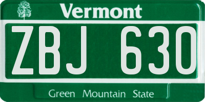 VT license plate ZBJ630