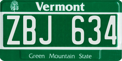 VT license plate ZBJ634