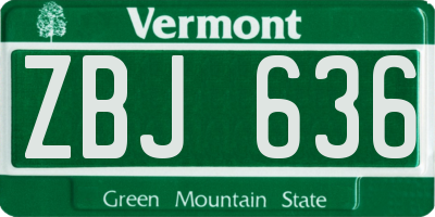 VT license plate ZBJ636