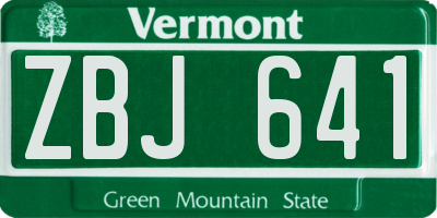 VT license plate ZBJ641