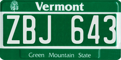 VT license plate ZBJ643
