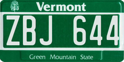 VT license plate ZBJ644