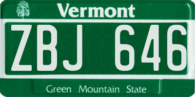 VT license plate ZBJ646