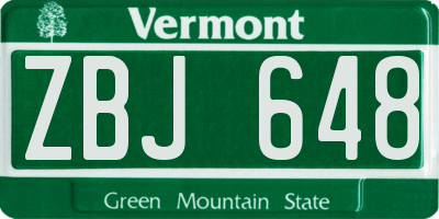 VT license plate ZBJ648
