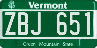 VT license plate ZBJ651