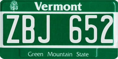 VT license plate ZBJ652