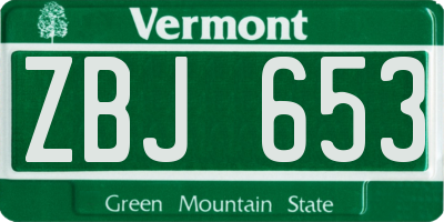 VT license plate ZBJ653