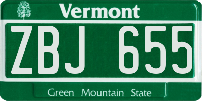 VT license plate ZBJ655