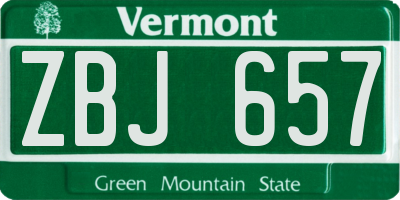 VT license plate ZBJ657