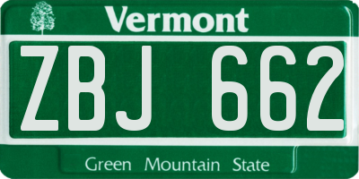 VT license plate ZBJ662