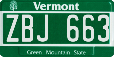 VT license plate ZBJ663