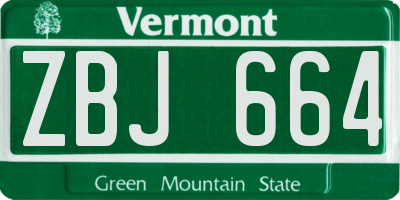 VT license plate ZBJ664