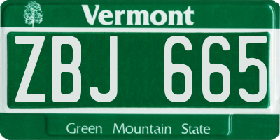 VT license plate ZBJ665