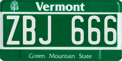 VT license plate ZBJ666