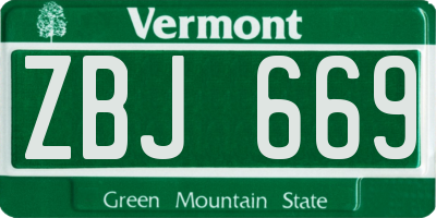 VT license plate ZBJ669