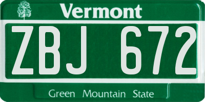 VT license plate ZBJ672