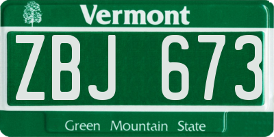 VT license plate ZBJ673