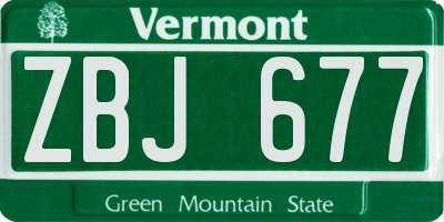 VT license plate ZBJ677