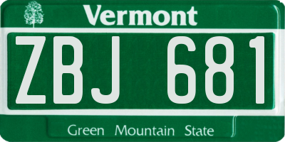 VT license plate ZBJ681