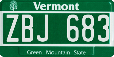 VT license plate ZBJ683