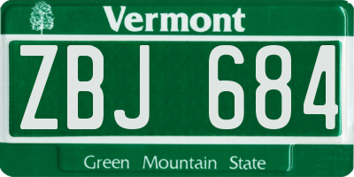 VT license plate ZBJ684