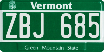VT license plate ZBJ685
