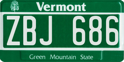 VT license plate ZBJ686