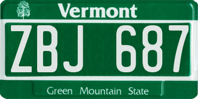 VT license plate ZBJ687