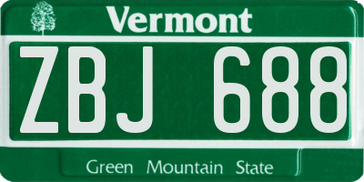VT license plate ZBJ688