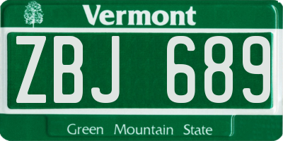 VT license plate ZBJ689