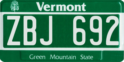 VT license plate ZBJ692