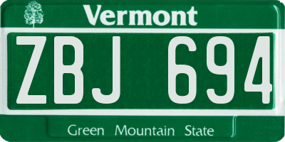 VT license plate ZBJ694