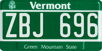 VT license plate ZBJ696