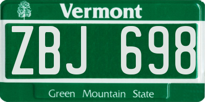 VT license plate ZBJ698
