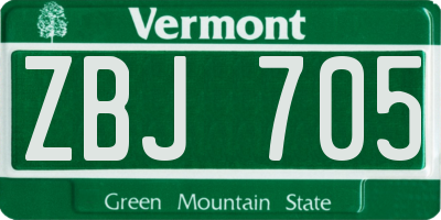 VT license plate ZBJ705