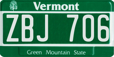 VT license plate ZBJ706