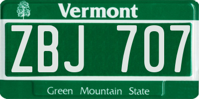 VT license plate ZBJ707
