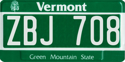 VT license plate ZBJ708