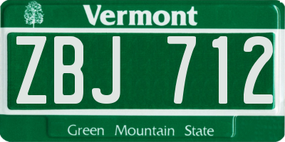 VT license plate ZBJ712